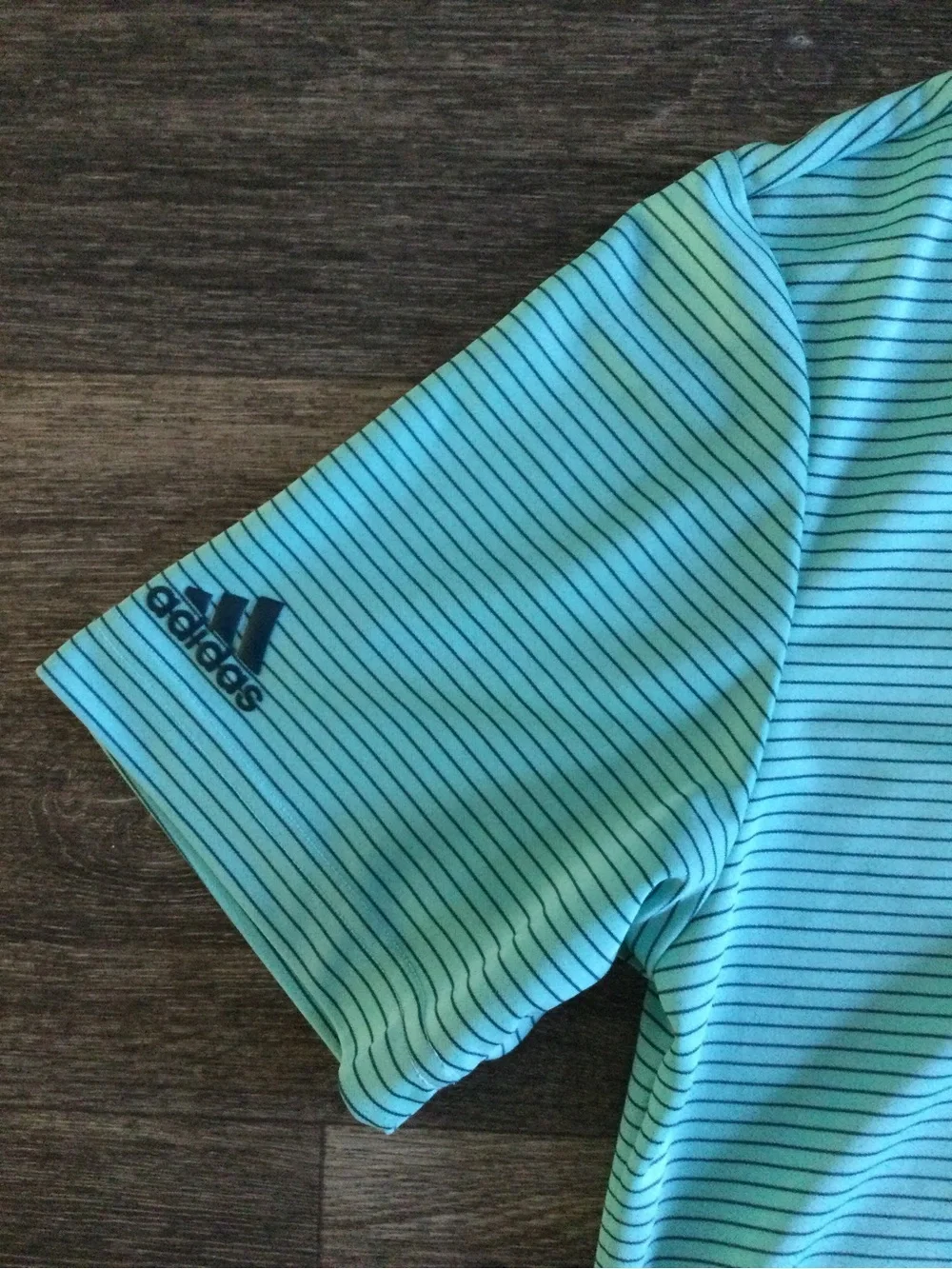 adidas Men's Teal Striped Performance Polo